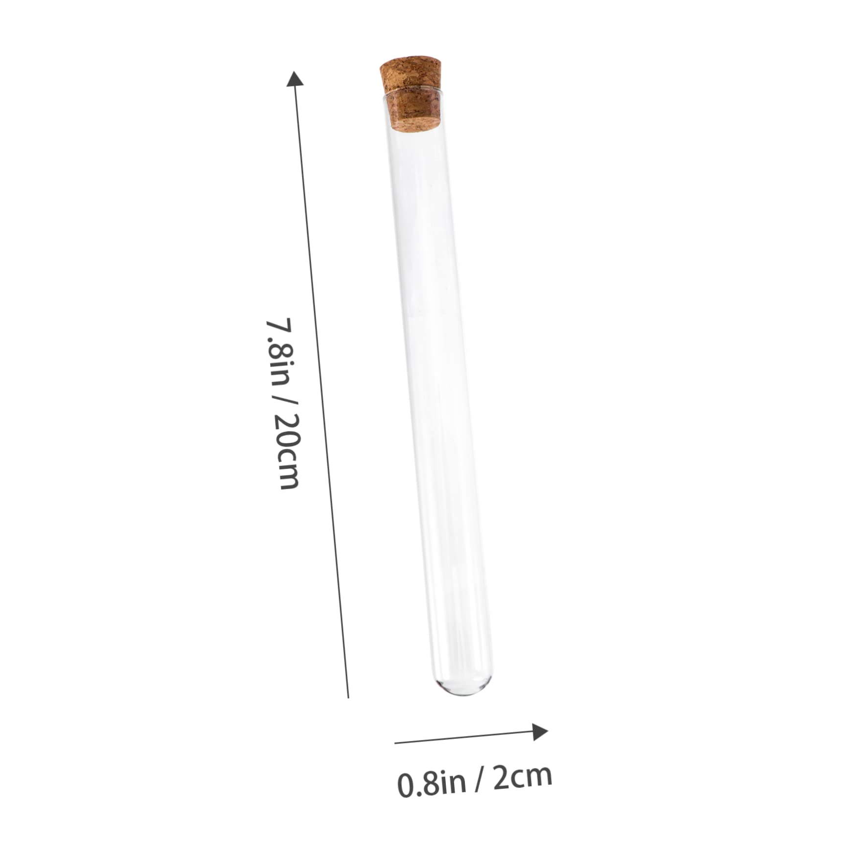 COSMEVIVI Little Bottles Lids for Glass Test Tubes Cork Stopper 20 * 200mm Storage Tube Flask for School Lab Scientific Experiments