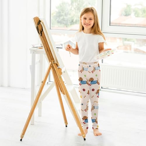 ALAZA Girls' Leggings Children's Yoga Pants Skinny Printed Dance Sausage Dog Ball Comfortable 4T4