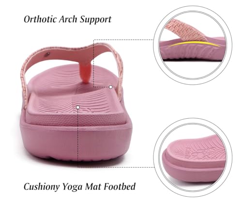 Image of KuaiLu Womens Flip Flops Arch Support Yoga Mat Cushioned Thong Sandals | Ladies Comfortable Walking Slides For Plantar Fasciitis Slip On Indoor Outdoor For Summer