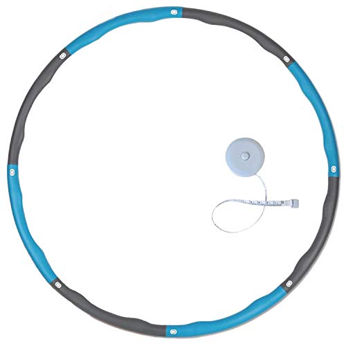 Ufun Hula Hoop Acolchado de Espuma con Peso Hula Hoop para Ejercicios de Fitness Pérdida de peso Ancho Ajustable 73-95 cm Portátil Desmontable Para Niños Adultos con Metro, Azul + Gris