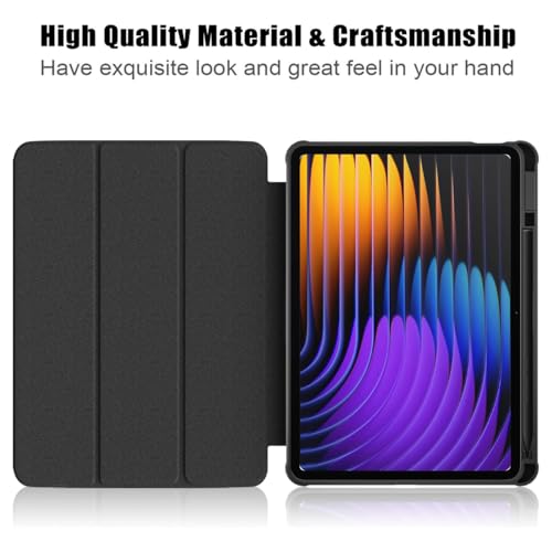Image of MOCA Case for Xiaomi Mi Pad 8 /8 Pro /Pad 7 / Pad 7 Pro 11.2 inch, Smart Flip Case with Pen Holder, Trifold Stand, Magnetic Auto Sleep Wake, Hard Back Protection (Black)