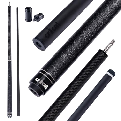 CRICAL Carbon Fiber Pool Cue with Stick Low Deflection Shaft - 58 Inch Billiard Cue Stick with Cowhide Grip & 3K Weave Design, 12.5mm Tip, Fixed Weight (19oz), 3/8x8 Joint – Ideal for Players