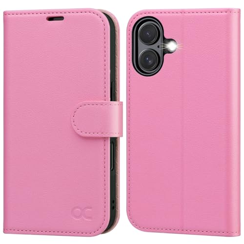 OCASE for iPhone 16 Case, PU Leather Wallet, Magnetic Flip Folio Cover with RFID Blocking, Card Holders, Shockproof TPU