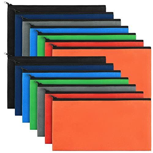 Image of 14 Pack Zippered Bank Bags Money Pouch Oxford Money Bag Multicolor Zipper Pouch Money Bags with Zipper Cash Register Bags Security Bank Deposit Bag Utility Pouch for Cash Money Coin, 11 x 5.5 Inch