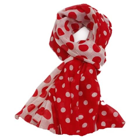 A Liittle Tree- Mixed Polka Dot Lady Women Fashion Stylish Soft Scarf (Red & White) Cover
