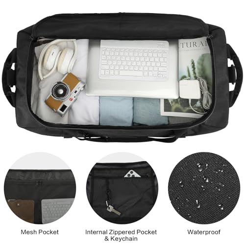 Image of TUGUAN Extra Large Duffle Bag for Men, 100L Big Duffel Bag for Travel Sports Gym Equipment Bags W /Adjustable Shoulder Strap Overnight Weeekender Bag for Trip Camping Hiking Baseball Soccer, XL Black