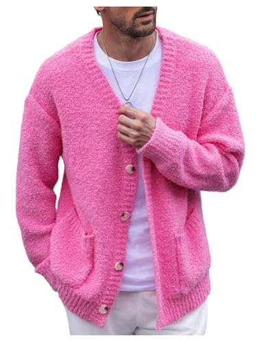 Floerns Men's Casual Long Sleeve Cardigan Sweaters Button Knitted Sweaters with Pocket