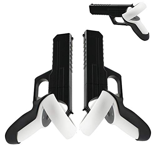 VR Game Gun for Oculus Quest 2 Controllers, Enhanced FPS Gaming Experienceï¼ŒOculus Quest 2 Controllers Accessories (Black)
