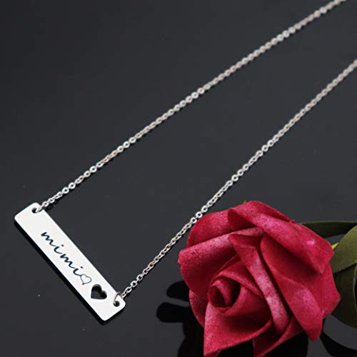Grandma Gifts Stainless Steel Bar Pendant Necklace for Mimi Nana Gigi Grandmother Jewelry4