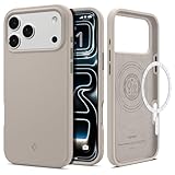 Spigen for iPhone 17 Pro Case, Silicone Fit MagFit [Compatible with MagSafe] - Stone