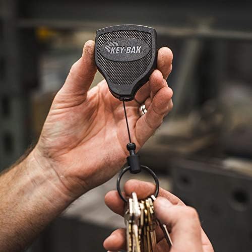 Key-Bak Super48 HD 8oz. Locking Retractable Key Holder, 48" Retractable Cord, Black Polycarbonate Case, Steel Belt Clip, Oversized Split Ring - 3