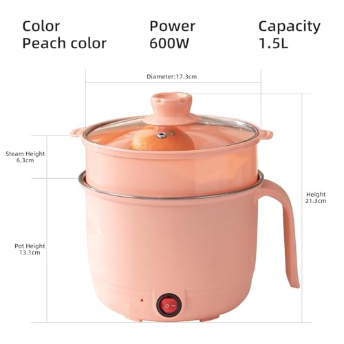 Image of Multi Function Pot 1.5L, Double Layered Body, Ceramic Coated Inner Pot, Variable Temperature Settings, Wide Mouth, Transparent Lid, Cooking, Boiling, Steaming, Egg, Vegetable