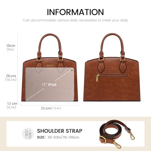 LOVEVOOK Purses and Handbags for Women, Vintage Tote Shoulder Bag Trendy, PU Leather Satchel Bag, Medium Ladies Hand Bag - Image 4