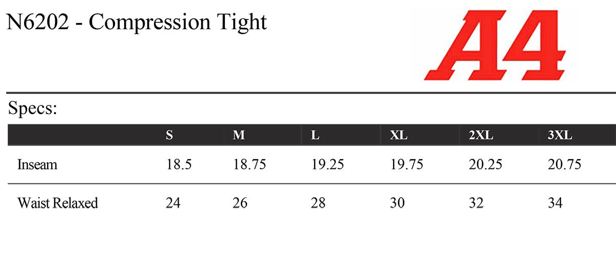 A4 N6202 Compression Tight, Black, 3X-Large