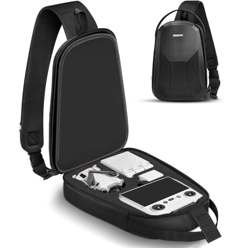 PEKREWS Mini 4 Pro Case Mini 3/4 Pro Waterproof Hard Carrying Case Portable Travel Drone Sling Backpack Crossbody Bag for DJI RC 2/RC/N3/N2/N1 Controller Fly More Combo and Drone Accessories
