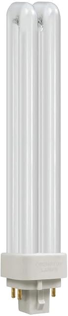 Crompton Lamps CFL PLC-E 26W G24q-3 Dimmable Double Turn DE-Type 4000K Cool White Frosted 1716lm 4-Pin Energy Saving Push Fit Compact Fluorescent Opal Bright Light Bulb