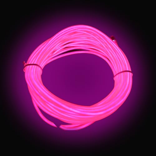 Image of dobestyou Pink EL Wire -3m Glow-in-The-Dark Electroluminescent Wire with Controller, Waterproof Flexible Light Strip for Halloween Costumes, Cosplay, Rave Parties & DIY Nighttime Decorations