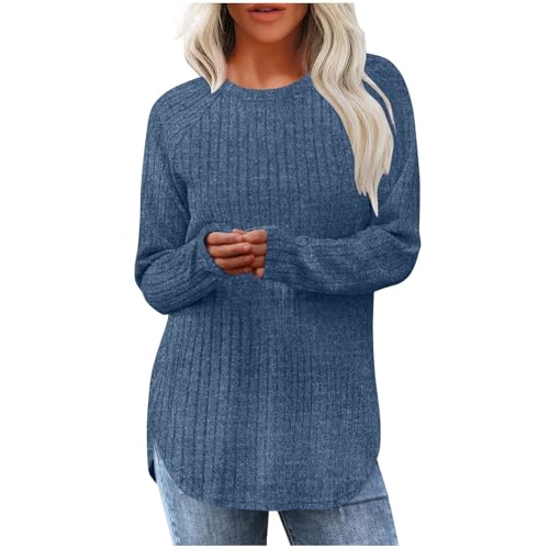 Hvyesh Womens Sweaters Tunic Pullover Long Sleeve Shirts Woman Fashion 2025 Trendy Travel Outfit Warm Tops Maternity Lightweight Sweater