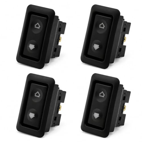 Interruptor universal Elevalunas Eléctrico, Interruptor de Control para Ventanas Eléctricas, Botón de Elevalunas, Pulsador de Ventanas Automáticas, 6pin, DPDT, DC12V 24V, PVC, con iluminación, 4 uds