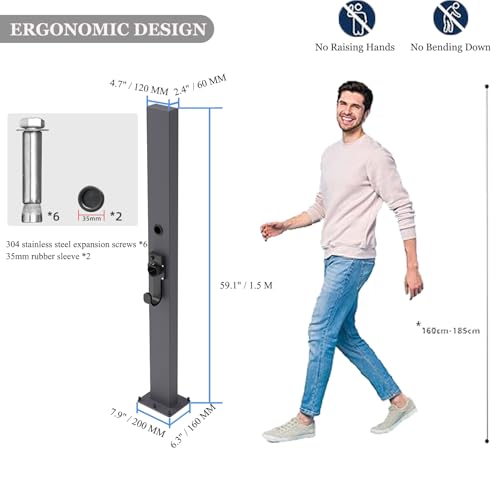 Borne de recharge véhicule électrique en acier inoxydable avec support et crochet de verrouillage