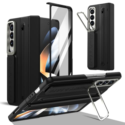 Coque Samsung Galaxy Z Fold 5 intégrale noire avec porte-stylet S Pen et béquille