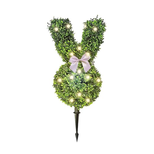 Lapin de Pâques éclairé avec vert artificiel déco extérieure