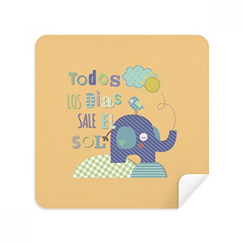 Suede tissu 2Pcs oiseau-éléphant : essuie-écran jaune cartoon pour smartphone et lunettes