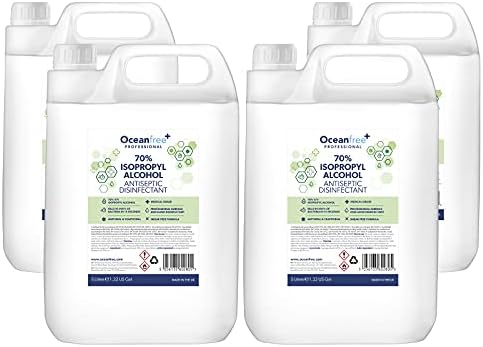 IPA Disinfectant Rubbing Isopropyl Alcohol - 5L Litre - Kills 99% Bacteria, Germs - Sanitiser Sanitizer (Pack of 4)