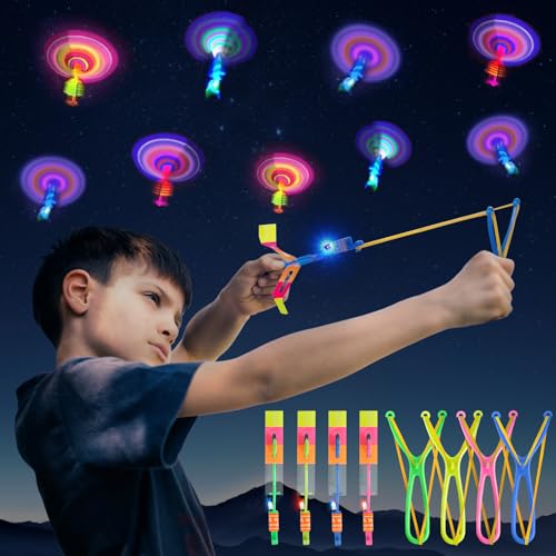 PQETBV Elicottero Fionda Giocattolo, 15 Pezzi Elicottero Flying Toy, Giocattoli Fai da Te per Elicotteri, LED Luminosa Flying Giocattoli, Giocattoli per Feste per Bambini Regali