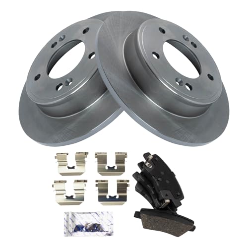 Image of TRQ Rear Ceramic Brake Pad and Rotor Set Compatible with 17-20 Hyundai Elantra Limited 18-20 Elantra Value Edition 18-20 SEL 20-22 Kia Soul LX EX 20-24 Hyundai Venue with Rear Disc Brakes