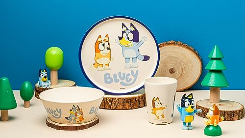 Zak Designs Conjunto de louça infantil Bluey de 3 peças, prato de bambu de melamina durável e susten