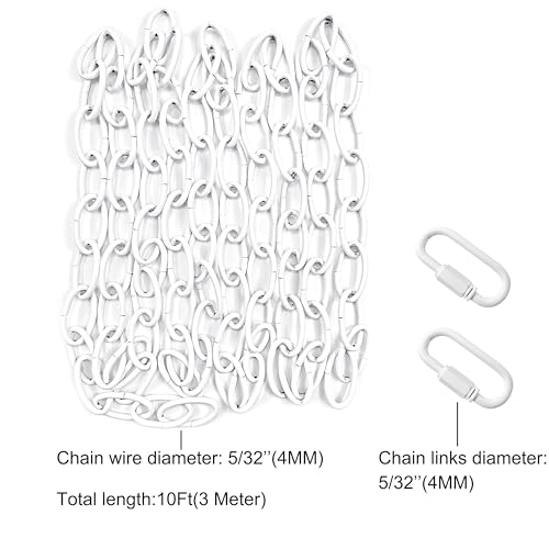 Image of 4mm Diameter 10 Ft Long Hanging Chain Lighting Fixture Chain with Connection Link Lock (White), AM-TH-CHAIN10FT4MM