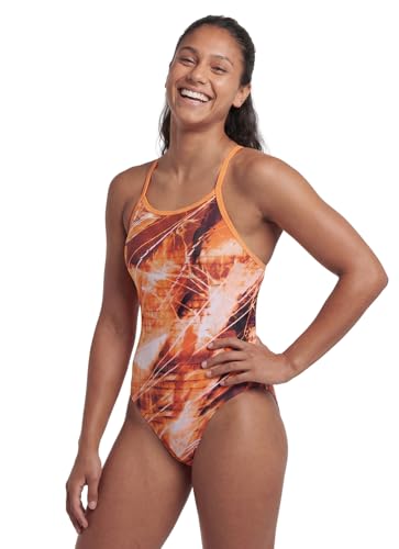 Sporti Girls' Athletic Thin Strap One-Piece Swimsuit - Orange - 26