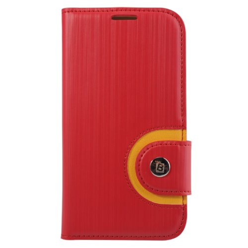 Baseus Funda de piel sintética con tapa para Samsung Galaxy S4 I9500, color rojo
