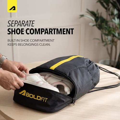 Image of Boldfit Drawstring Bag Backpack for Men & Women 15Ltrs Gym Bag for Man & Women Waterproof Small Bags Multipurpose Drawstring Backpack with Shoes Compartment, Travel String Bag, Basketball Rope Bags