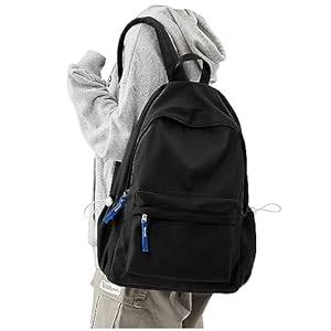 Black Casual Daypack Backpack Simple Backpack College Backpack for Women Carry On Backpack