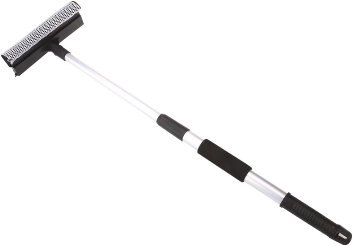 SOLUSTRE 2pcs Automotive Car Window Squeegee Telescopic Cleaning Tool Mesh Sponge Head No Scratch Detachable Design
