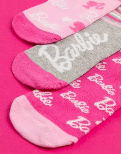 Barbie Girls Socks 5 Pack | Kids Multicoloured Doll Graphic Footwear | Funky Pink Fashion Stripey Comfortable Sock Set Bundle2
