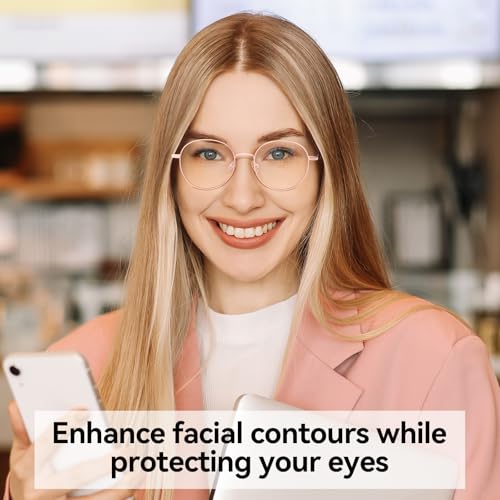Image of Dollger Round Blue Light Blocking Glasses for Women Men Circle Clear Lens Metal Frame Computer Gaming Eyeglasses Blue Light Glasses
