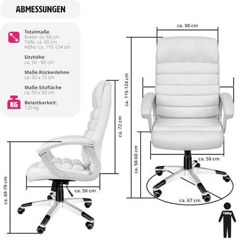 Bürostuhl Weiß tectake Design – Ergonomischer Schreibtischstuhl