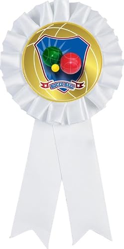 Crown Awards Bocce Ball White Rosette Ribbon Award, Bocce Ball Trophy Ribbon Prize, 50 Pack Prime