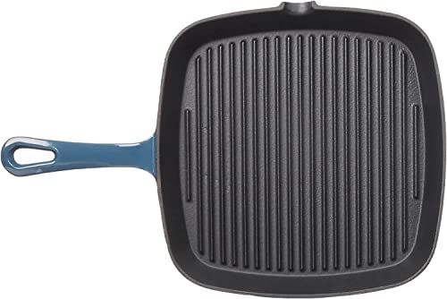 CUISINART CI30-23BG Chef's Classic Enameled Cast Iron 9-1/4" Square Grill Pan, Provencal Blue by Cuisinart - Used condition - Image 4