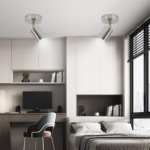 Ketom GU10 LED Ceiling Light - Matt Nickel Single Adjustable Spotlight Wall Light - 2 x Spot Bar With Bulb Base, Bulb Not Included - Image 2