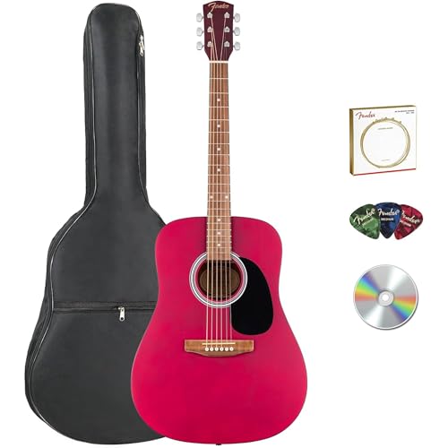 Fender FA Series Dreadnought Acoustic Guitar - Crimson Red Bundle with Gig Bag, Strings, Picks, and...