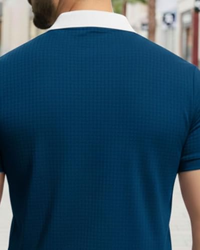 Image of AUSK Men Casual T-Shirt, Texture Printed Half Sleeve Tshirt for Mens, Polo Tshirt for Boys