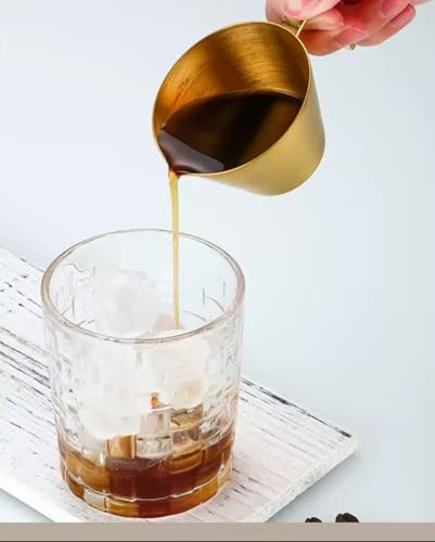 Image of NILKANTH 100ml / 3.4oz Espresso Measuring Cup - Gold Stainless Steel Shot Glass with Spout, Barista Tool for Coffee, Milk & Sauce Measurement
