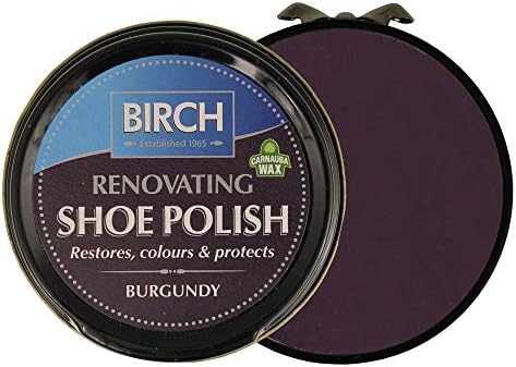 Charles Birch Premium Renovating Shoe Polish 50ml, High Pigment, Cleans Protects Shines inc Carnauba Wax, Lever Open Tin (Burgundy)