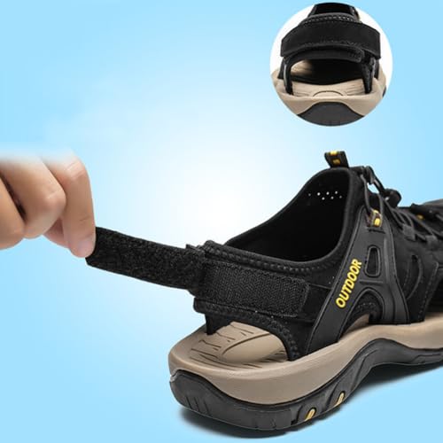 men sandals oversized cowhide non slip casual water wading sports hollowed out breathable toe wrapped beach shoes2