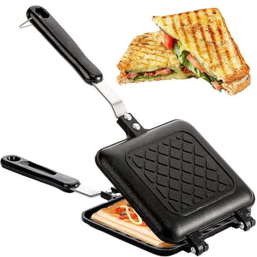 Camping toaster non stick stove baking pan double-sided multifunctional with heat-resistant handle suitable for family breakfast or outdoor camping breakfast frying pan