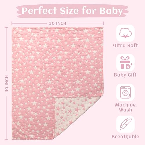 image for NTBAY 3 Layer Toddler Blanket, Muslin Cotton Jacquard Bed Blankets, Li